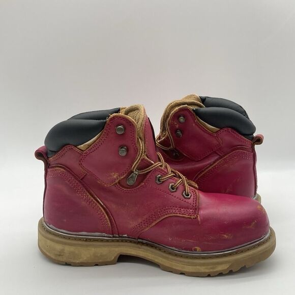 Timberland Pro Work Boots Steel Toe Waterproof Pink Soft Leather Shoe - Picture 6 of 11
